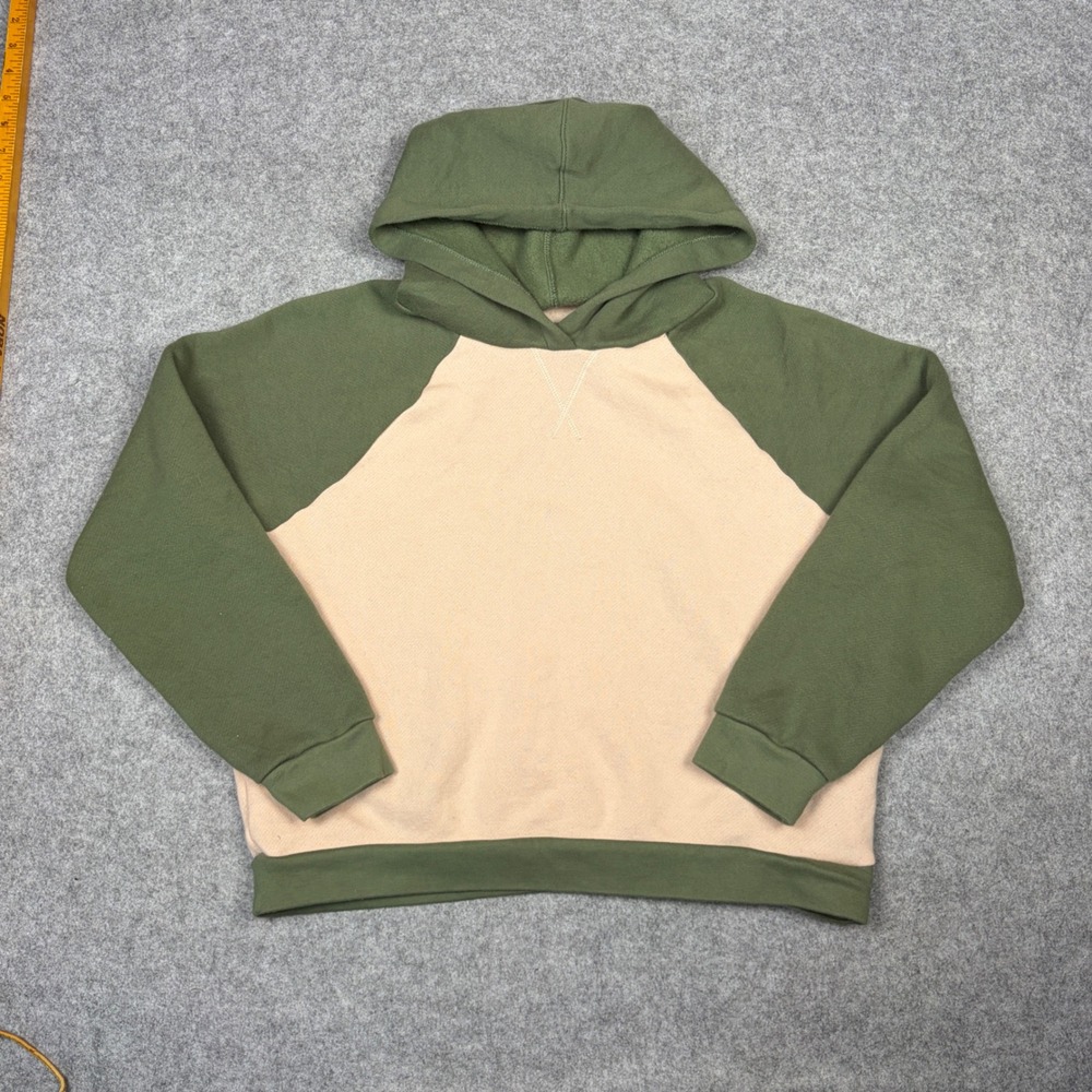 Madewell MWL Raglan Hoodie Olive Green Tan Colorblock Sweatshirt Large